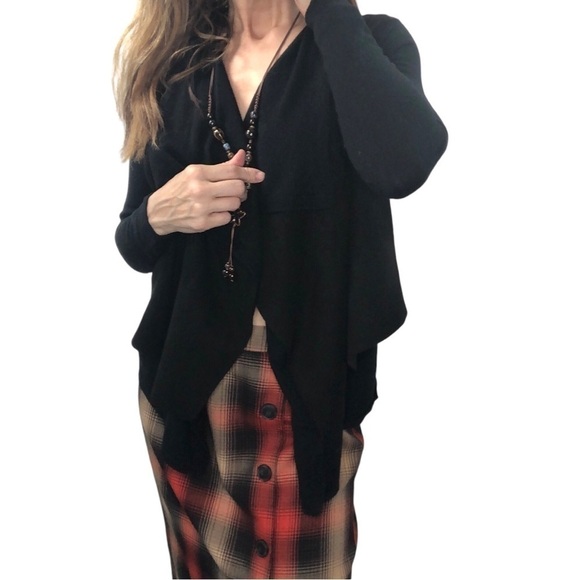 Sioni Faux Suede Wool Blend Cardigan Jacket Sz S Black Feminine Contemporary - Picture 1 of 10